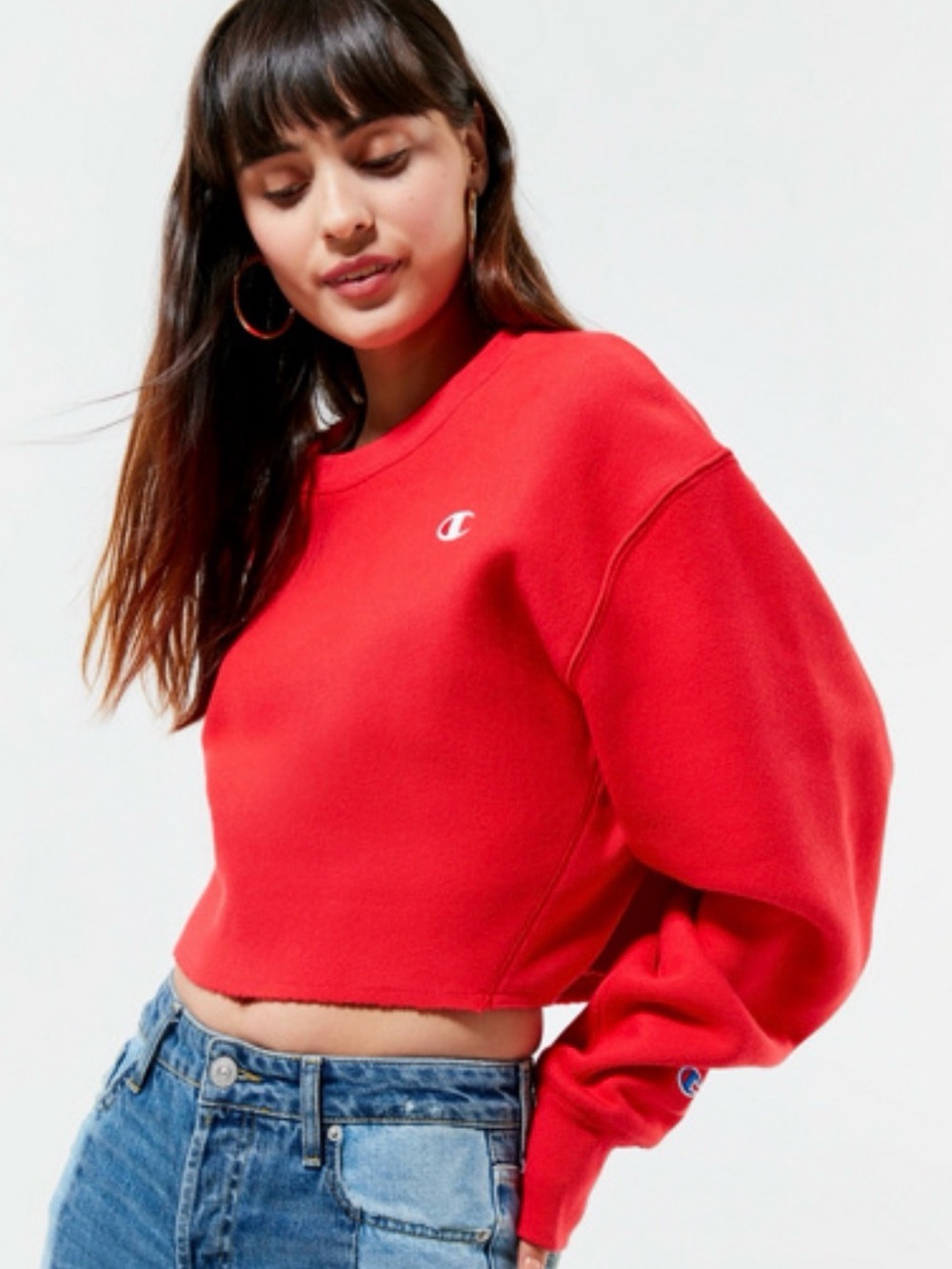 Champion Bright Red Cropped Sweatshirt
